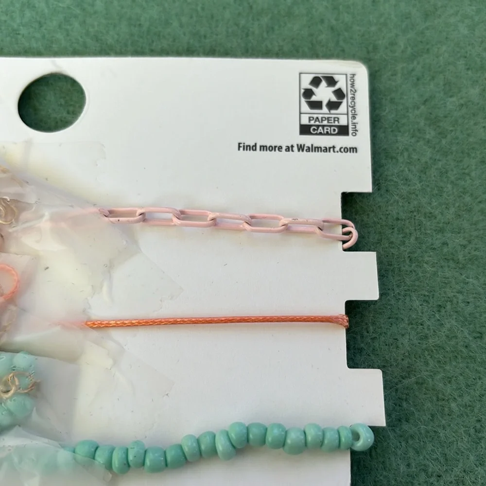 NWT Wonder Nation Pink and Silver Necklace Set 1 12” Stretch Choker 3 Extenders